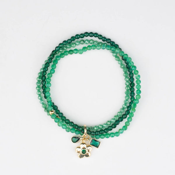 Green apatit ombre triple stretch bracelet